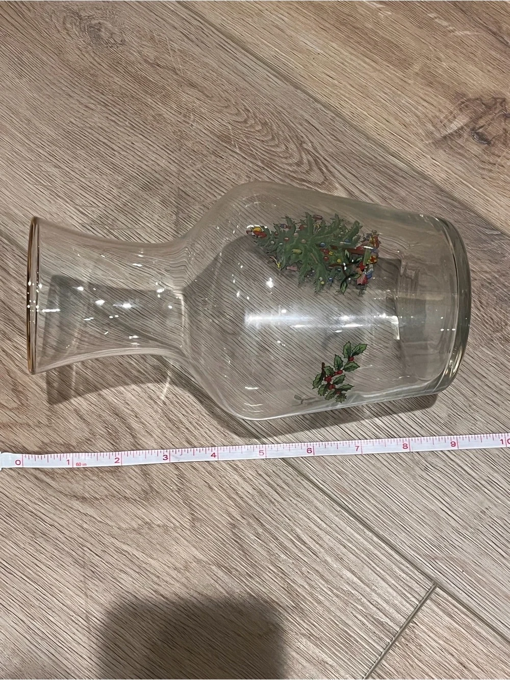 SPODE CHRISTMAS TREE GLASS CARAFE GOLD TRIM